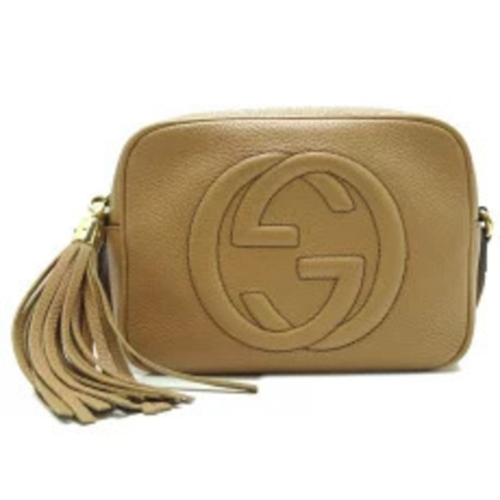 Gucci Interlocking Disco Bag Shoulder Leather Beige